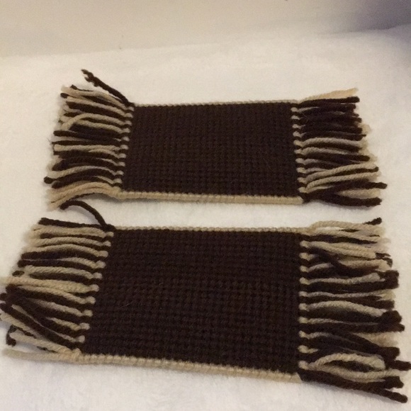 Two hand crafted crocheted Mug Rug Coasters with tassels - Picture 2 of 4
